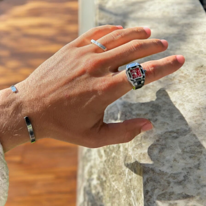 Brera Silberne Fingeruhr - Rot - Amour Milano®