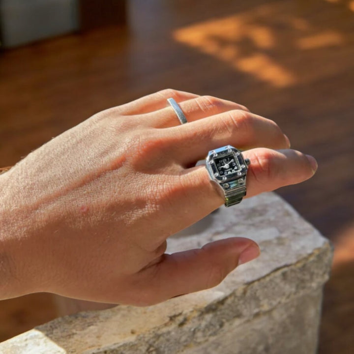 Amour Milano® Silberne modische viereckige Fingeruhr