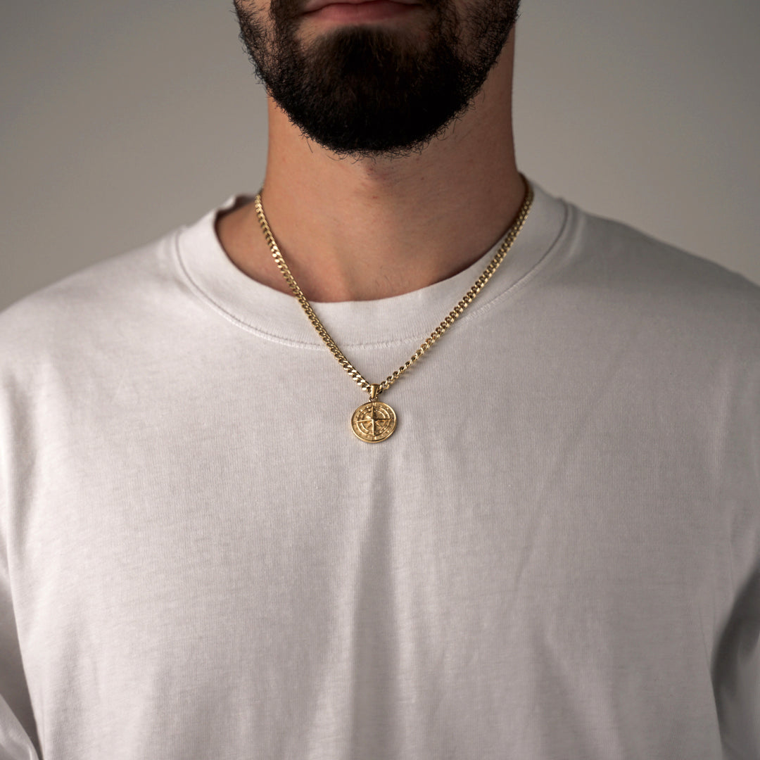 Kubanische Halskette + Goldkompass – Amour Milano™