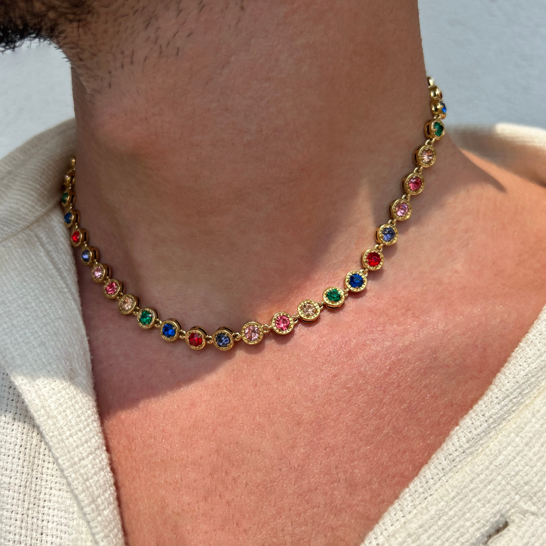 GWAWG Collana da donna e da uomo multicolore a forma di umanoide in acciaio inox, collana con diamanti umani, ciondolo colorato cattivo cattivo cattivo alla moda, accessorio alla moda GWAWG Collana da donna e da uomo multicolore a forma di umanoide in acciaio inox, collana con diamanti umani, ciondolo colorato cattivo cattivo cattivo alla moda, accessorio alla moda