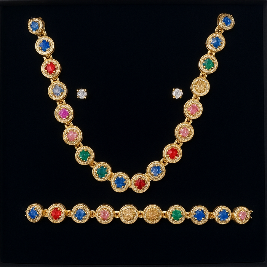 Combo Rainbow Cannes: Collana + Bracciale + Orecchini Ice Diamond