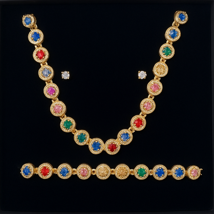 Combo Rainbow Cannes: Collana + Bracciale + Orecchini Ice Diamond