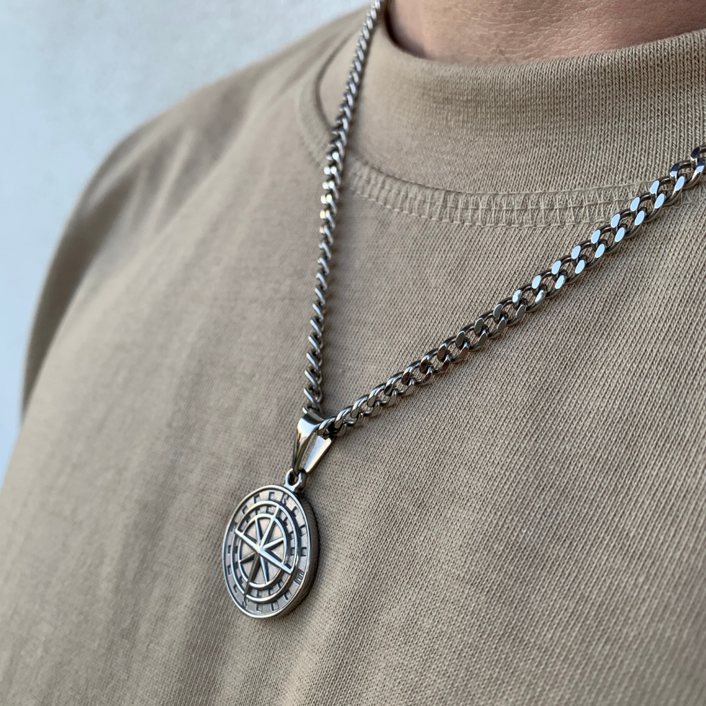 Cuban Necklace + Silver Compass - Amour Milano™ 