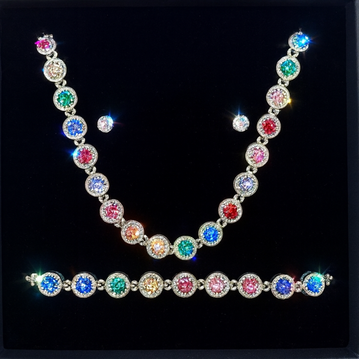 Combo Rainbow Cannes: Collana + Bracciale + Orecchini Ice Diamond