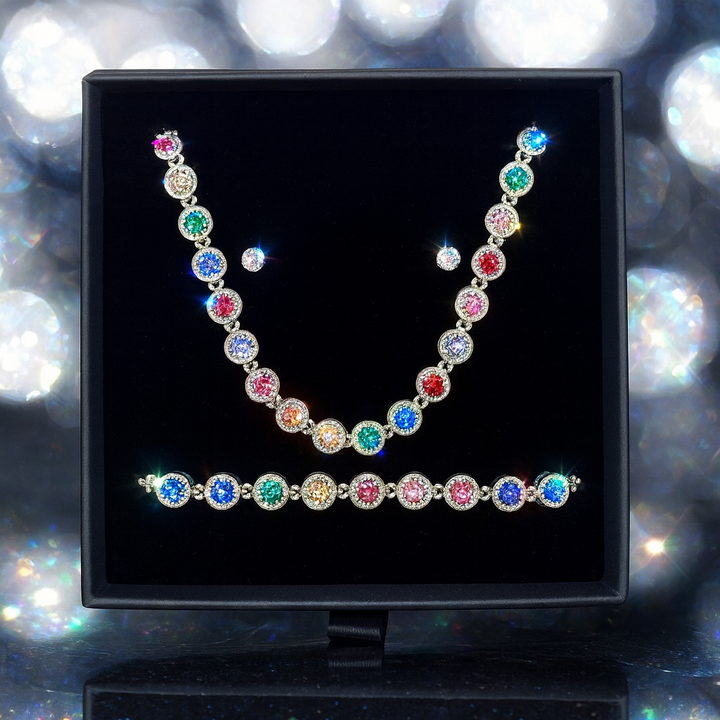Combo Rainbow Cannes: Collana + Bracciale + Orecchini Ice Diamond
