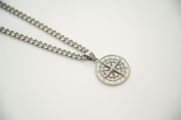 Collana Cubana + Bussola Argento - Amour Milano™