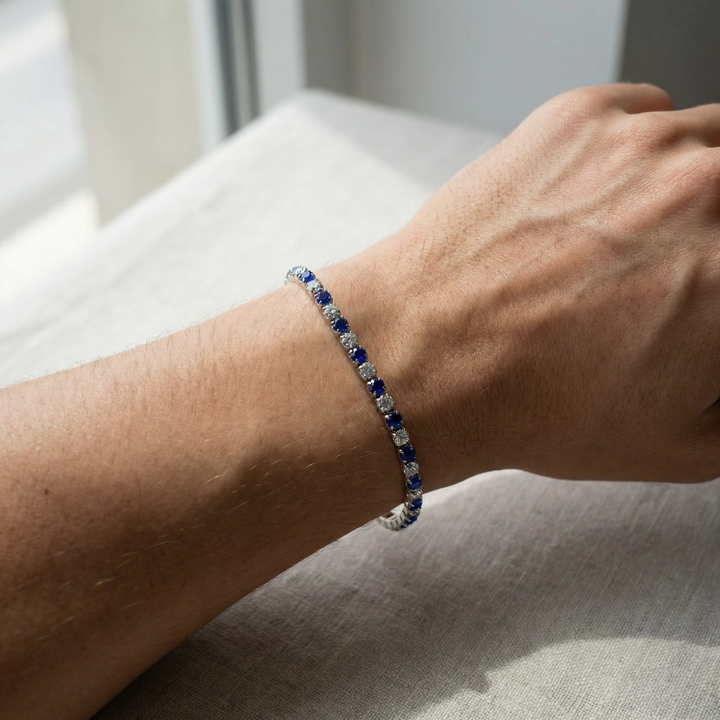 Bracciale Tennis 3 mm Blu/Bianco - Amour Milano®